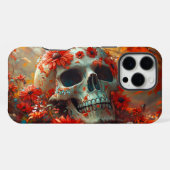 Orange Daisy Skull iPhone Hülle (Rückseite (Horizontal))