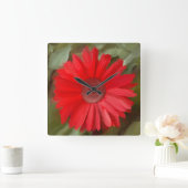 Orange Daisy Wall Clock Quadratische Wanduhr (Zuhause)