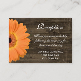 Orange Daisy Wedding Reception Direction Card Begleitkarte