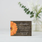 Orange Daisy Wedding Reception Direction Card Begleitkarte (Stehend Vorderseite)