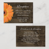 Orange Daisy Wedding Reception Direction Card Begleitkarte (Vorne/Hinten)