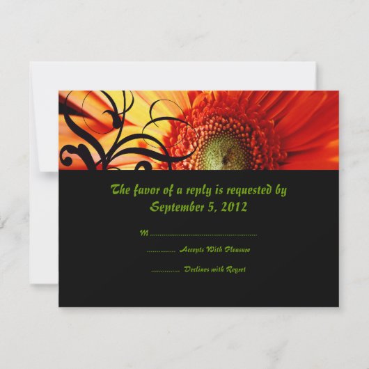 Orange Daisy Wedding RSVP Karte (Vorderseite)