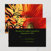 Orange Daisy Wedding RSVP Karte (Vorne/Hinten)