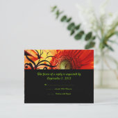 Orange Daisy Wedding RSVP Karte (Stehend Vorderseite)
