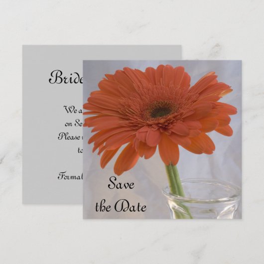 Orange Daisy Wedding Save the Date Announction (Vorne/Hinten)