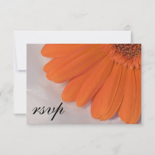 Orange Daisy White Satin Wedding RSVP Response