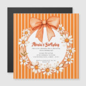 Orange Daisy Wreath Birthday Invitation Magnetic Magneteinladung (Vorne/Hinten)
