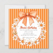 Orange Daisy Wreath Birthday Invitation Magnetic  Magneteinladung (Vorderseite)