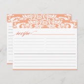 Orange Damask Brautparty Rezeptkarte (Vorne/Hinten)