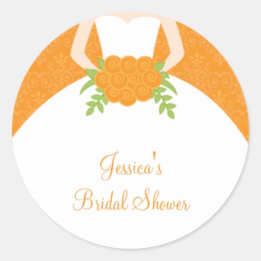 Orange Damask Bride Stickers (Vorderseite)
