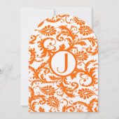 Orange Damask Coral Monogram Wedding Einladung (Rückseite)