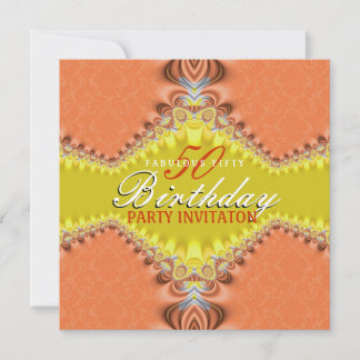 Orange Damask Fab 50. Geburtstagsparty Einladungen
