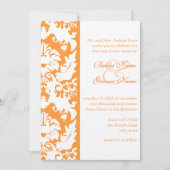 Orange Damask Hochzeitseinladungen Einladung (Vorderseite)