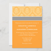 Orange Damask Magnetic Wedding Einladung (Vorderseite)