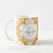 Orange Damask Mit Monogramm Tasse (Links)
