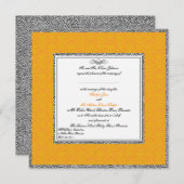 Orange Damask mit Pewter, UK, Einladung zur Hochze (Vorne/Hinten)