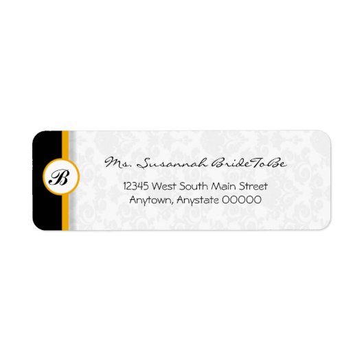 Orange Damask Monogram Address Label (Vorne)