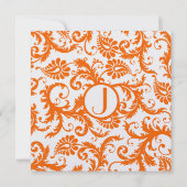 Orange Damask Monogram Wedding Einladung (Rückseite)