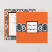 Orange Damask Monogram Wedding Einladung (Vorne/Hinten)