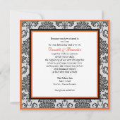 Orange Damask Monogram Wedding Einladung (Rückseite)