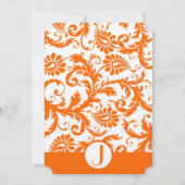 Orange Damask Monogram Wedding Einladung (Rückseite)