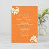 Orange Damask Monogram Wedding Einladung (Stehend Vorderseite)