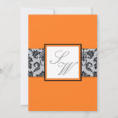 Orange Damask Monogram Wedding Einladung (Rückseite)