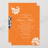 Orange Damask Monogram Wedding Einladung (Vorne/Hinten)