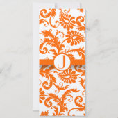 Orange Damask Monogram Wedding Einladung (Rückseite)