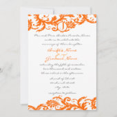 Orange Damask Monogram Wedding Einladung (Vorderseite)