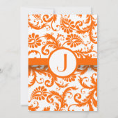 Orange Damask Monogram Wedding Einladung (Rückseite)