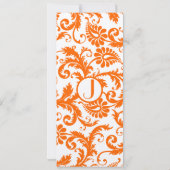 Orange Damask Monogram Wedding Einladung (Rückseite)