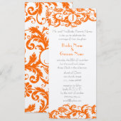 Orange Damask Monogram Wedding Einladung (Vorne/Hinten)