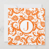 Orange Damask Monogram Wedding Einladung (Rückseite)
