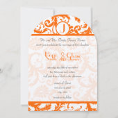 Orange Damask Monogram Wedding Einladung (Vorderseite)