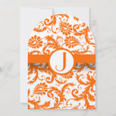 Orange Damask Monogram Wedding Einladung (Rückseite)