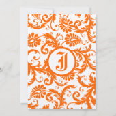 Orange Damask Monogram Wedding Einladung (Rückseite)