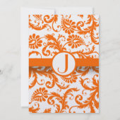Orange Damask Monogram Wedding Einladung (Rückseite)