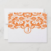 Orange Damask Monogram Wedding RSVP Cards (Vorderseite)