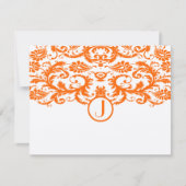 Orange Damask Monogram Wedding RSVP Cards (Vorderseite)