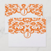 Orange Damask Monogram Wedding RSVP Cards Karte (Vorne/Hinten)