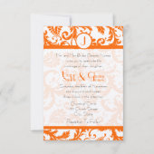Orange Damask Monogram WeddingRSVP Einladung (Vorderseite)