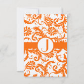 Orange Damask Monogram WeddingRSVP Einladung (Rückseite)