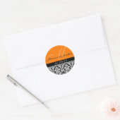 Orange Damask Monogram Wedger Stickers (Umschlag)