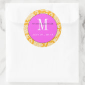 Orange Damask Pink Monogram Wedding Sticker (Tasche)