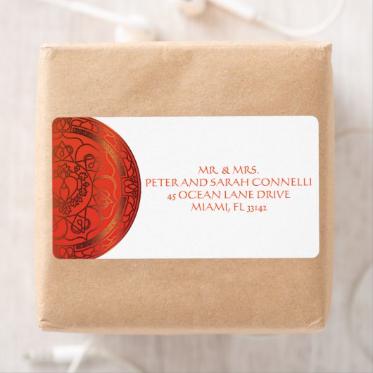 Orange Damask Shipping Labels (Insitu)