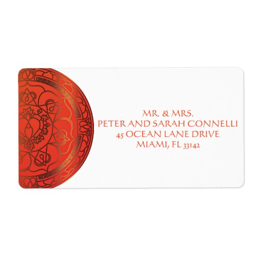 Orange Damask Shipping Labels (Vorne)