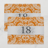 Orange Damask Silver Metal Tischnummer PostCard (Vorne/Hinten)