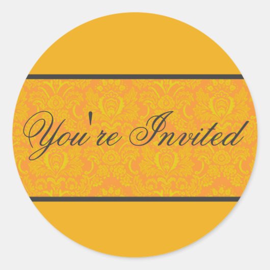 Orange Damask Umschlag Aufkleber (Vorderseite)