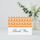 Orange Damask Vielen Dank Postkarten (Stehend Vorderseite)